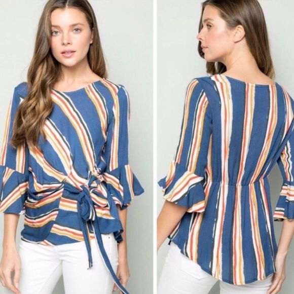 Front Tie Ruffle Top - Picture 3 of 6